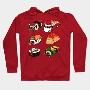 Sushi Pug Christmas Hoodie